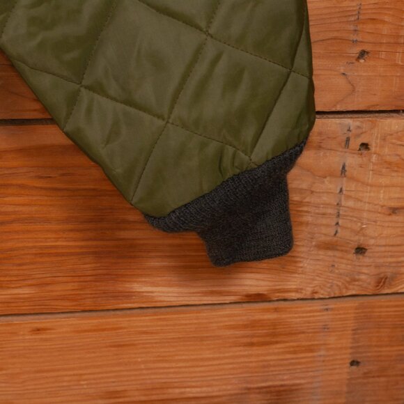 Vintage 70s Quilted Zip-up Liner Jacket in Olive Green - Women's LG / Men's MD - Picture 6 of 9